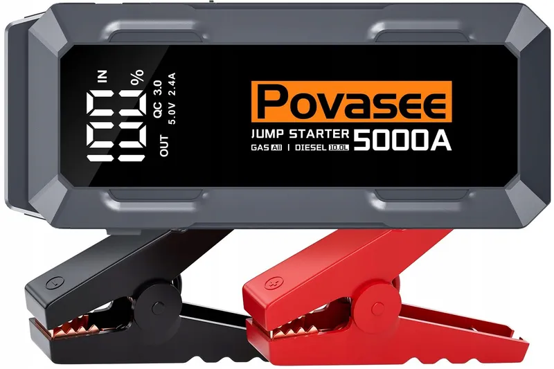 POVASEE Jumpstarter 5000A 12V Benzine Diesel LCD LED — foto 1