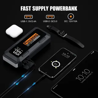 POVASEE Jumpstarter 5000A 12V Benzine Diesel LCD LED — miniatuur 4