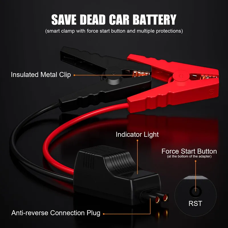 POVASEE Jumpstarter 5000A 12V Benzine Diesel LCD LED — foto 3