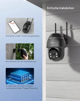 COOAU Bewakingscamera Buiten Accu 5MP Draadloos Nachtzicht — miniatuur 6