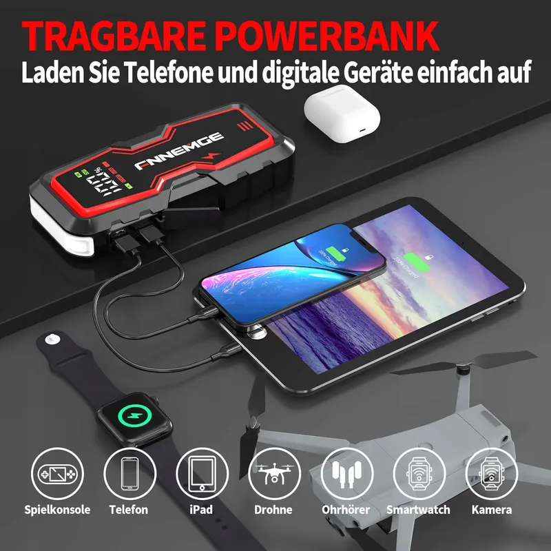 FNNEMGE Auto Powerbank 3000A 12V USB LED Scherm — foto 4