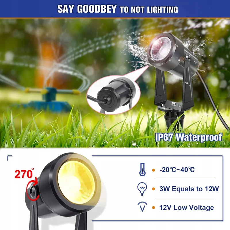 NIORSUN Tuinverlichting LED 3000K IP67 Waterdicht 17m 12V 4-Pack — foto 5