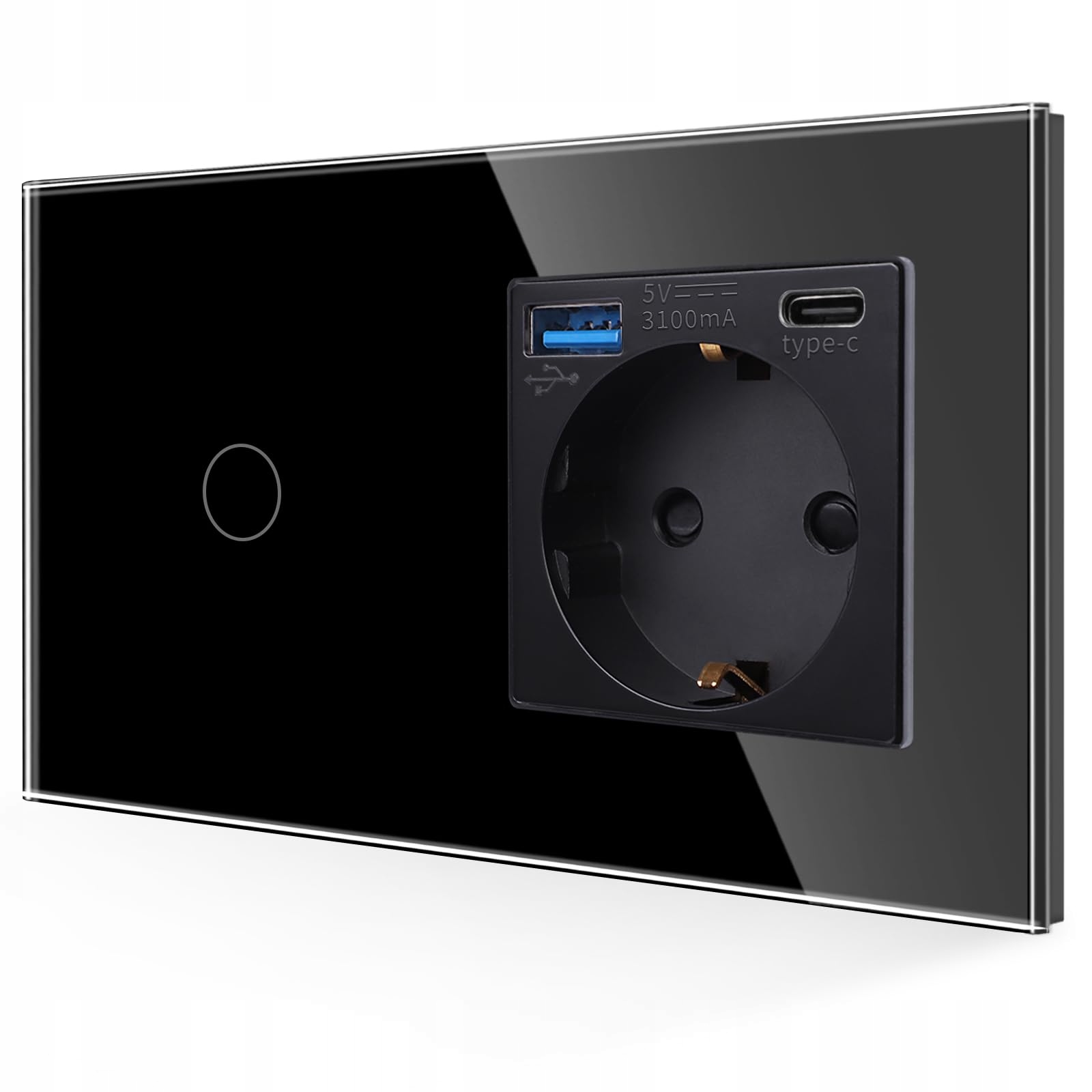 JIMEIDA USB Stopcontact 20W Snelladen met Lichtschakelaar Zwart