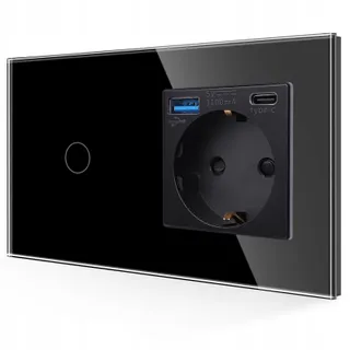 JIMEIDA USB Stopcontact 20W Snelladen met Lichtschakelaar Zwart