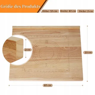 BIMITI Houten Snijplank 51x61x2cm Antislip met Meetlint