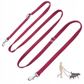 PETCOOZ Hondenlijn 3M Verstelbaar 2 Karabijnhaken Nylon Bordeaux