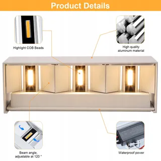 KINGWEN 30W LED Wandlamp Binnen/Buiten IP65 3000K Warmwit — miniatuur 5
