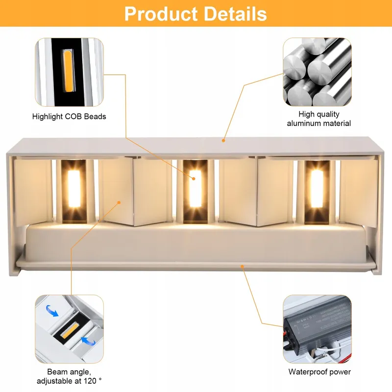 KINGWEN 30W LED Wandlamp Binnen/Buiten IP65 3000K Warmwit — foto 5