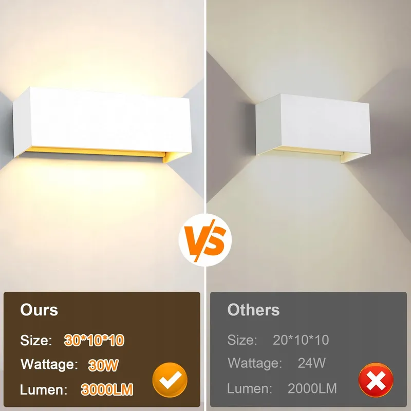 KINGWEN 30W LED Wandlamp Binnen/Buiten IP65 3000K Warmwit — foto 4