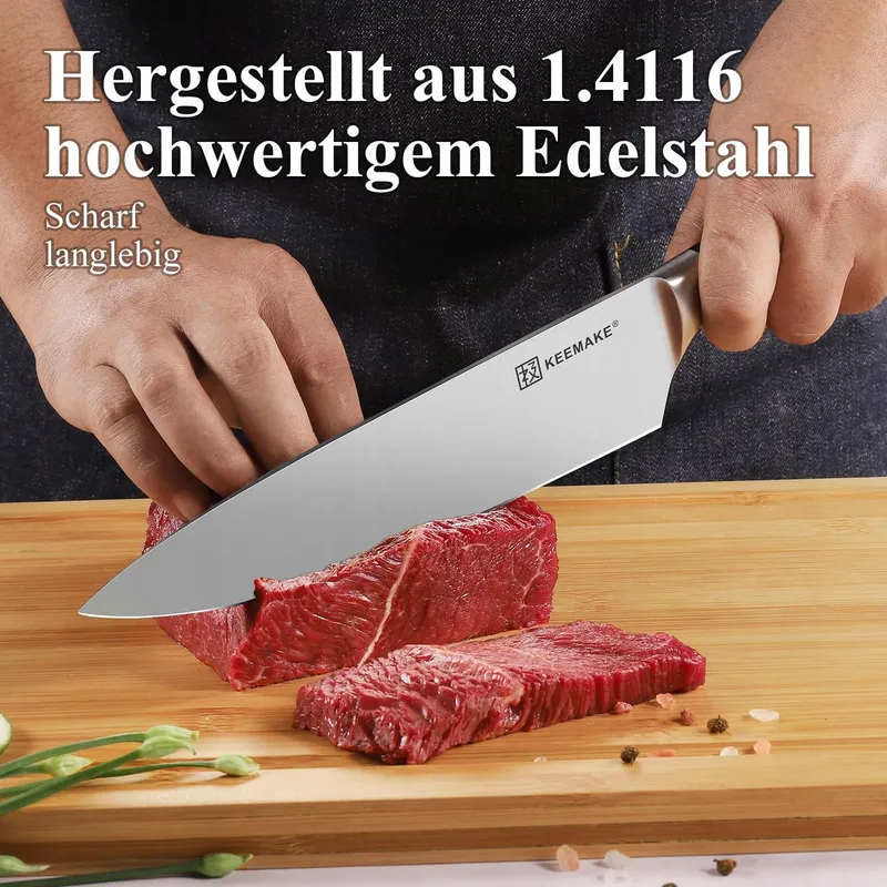 KEEMAKE Keukenmessenset 5-delig Roestvrij Staal Ergonomische Handgreep — foto 4