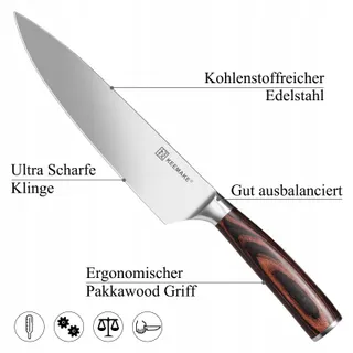 KEEMAKE Keukenmessenset 5-delig Roestvrij Staal Ergonomische Handgreep — miniatuur 3