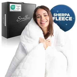 SAMTHUS Verzwaringsdeken 135x200cm 5kg Sherpa Fleece Wit — miniatuur 1