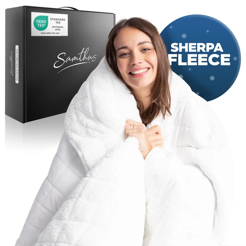SAMTHUS Verzwaringsdeken 135x200cm 5kg Sherpa Fleece Wit — foto 1