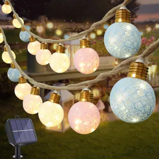 QEDERTEK Solar Lichtketting 6M Warmwit 16 Bollen Tuin Balkon