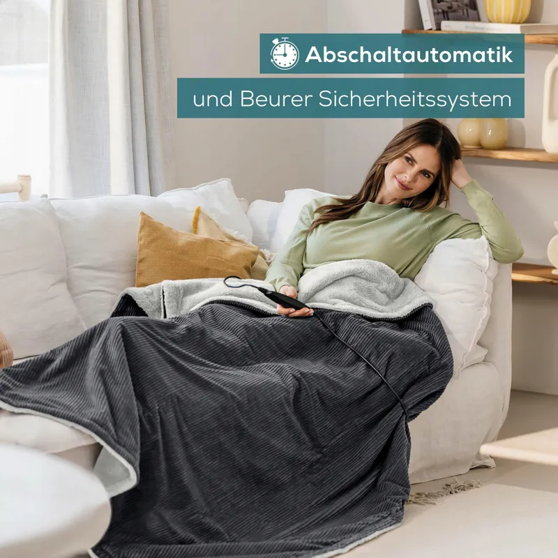 BEURER HD 80 Elektrische Deken 6 Temperaturen Gerecycled Grijs — foto 5