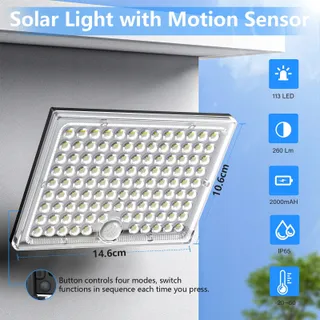 Buiten Solarlampen Bewegingsmelder 113 LED IP65 — miniatuur 4