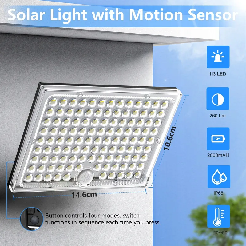 Buiten Solarlampen Bewegingsmelder 113 LED IP65 — foto 4
