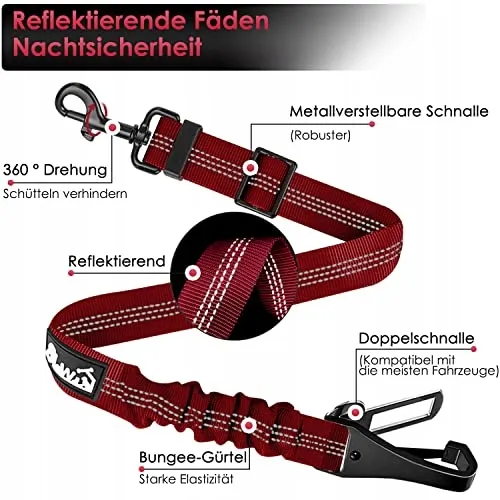 EYEIN Hondenveiligheidsgordel 3-in-1 Reflecterend Elastisch Nylon 90cm — foto 1