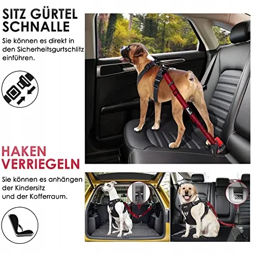 EYEIN Hondenveiligheidsgordel 3-in-1 Reflecterend Elastisch Nylon 90cm — foto 4