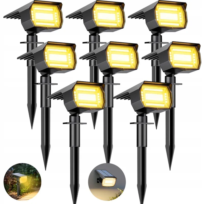 BTFARM 8 Stuks Solar Tuinlampen 72LED IP65 Warm Wit — foto 1