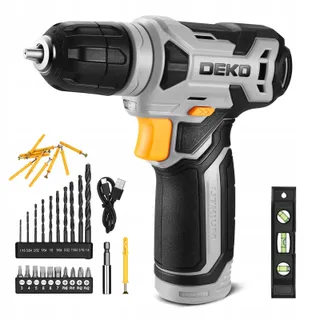 DEKOPRO Accuboormachine 8V LED 42-delig Grijs
