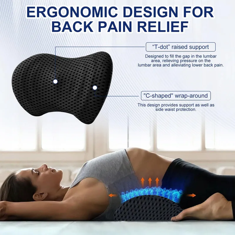 RAXFEKRO Lendenkussen Ergonomisch Memory Foam Zwart — foto 4