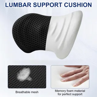 RAXFEKRO Lendenkussen Ergonomisch Memory Foam Zwart — miniatuur 3