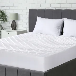 UTOPIA BEDDING Gestikte Matrasbeschermer 180x200cm Rekbaar tot 38cm Wit
