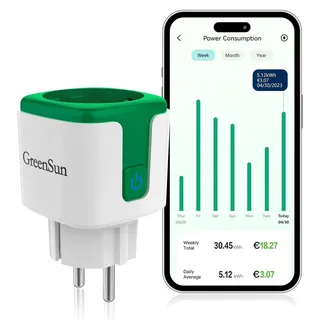 GREEN SUN Slim WiFi Stopcontact Energiemeter en Timer