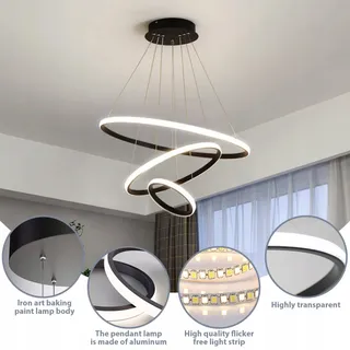 KSIBNW Moderne LED Hanglamp 45W Verstelbaar Afstandsbediening Eetkamer — miniatuur 3