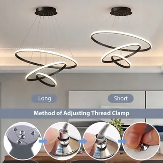 KSIBNW Moderne LED Hanglamp 45W Verstelbaar Afstandsbediening Eetkamer — miniatuur 2