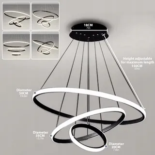 KSIBNW Moderne LED Hanglamp 45W Verstelbaar Afstandsbediening Eetkamer — miniatuur 4