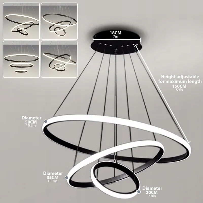 KSIBNW Moderne LED Hanglamp 45W Verstelbaar Afstandsbediening Eetkamer — foto 4