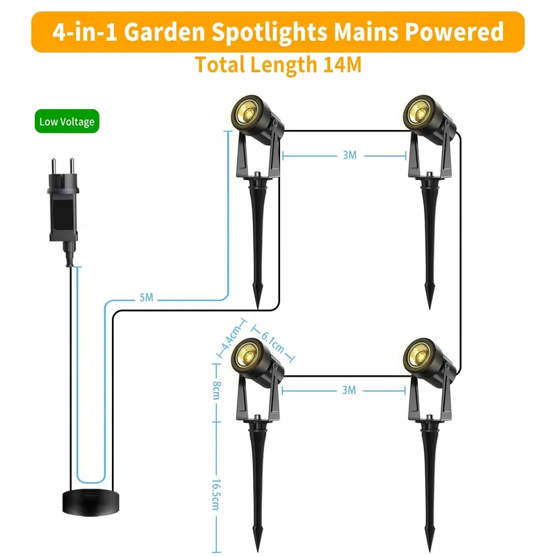 GLOBELIT Tuinverlichting LED 14M IP65 3000K 4x3W — foto 2