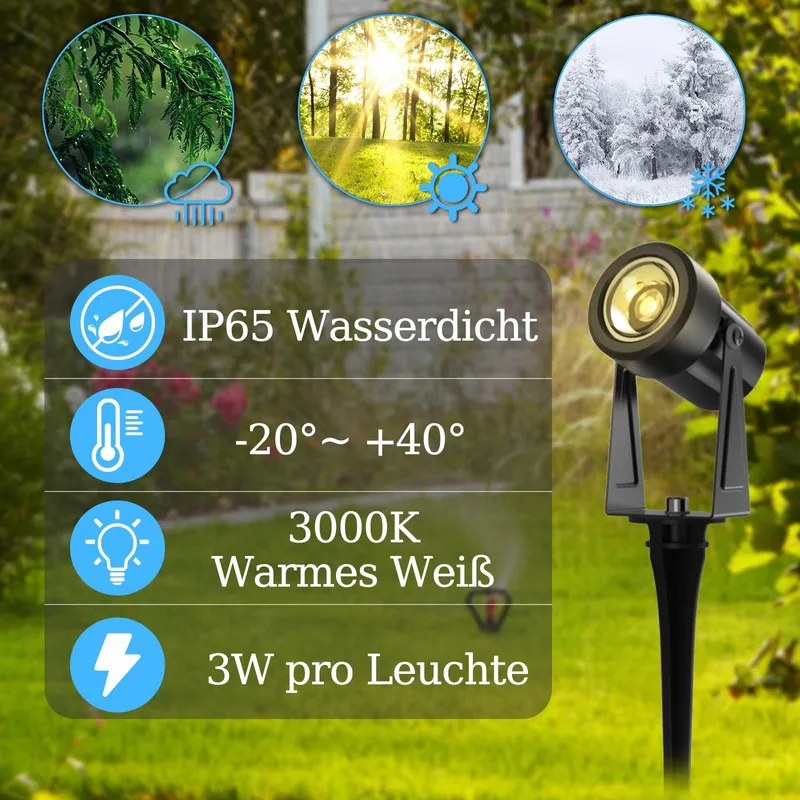 GLOBELIT Tuinverlichting LED 14M IP65 3000K 4x3W — foto 3