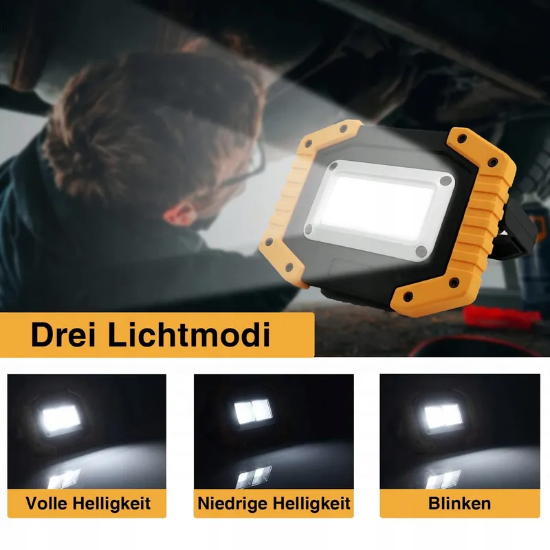 TEKSTAP LED Werklamp Accu 2xCOB 30W 1500LM USB Camping — foto 7