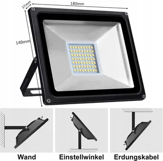 PAPASBOX LED Schijnwerper 50W IP65 Waterdicht Warmwit 3000K — miniatuur 6