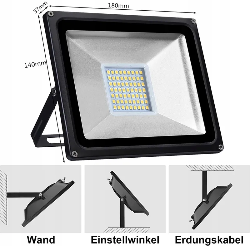 PAPASBOX LED Schijnwerper 50W IP65 Waterdicht Warmwit 3000K — foto 6
