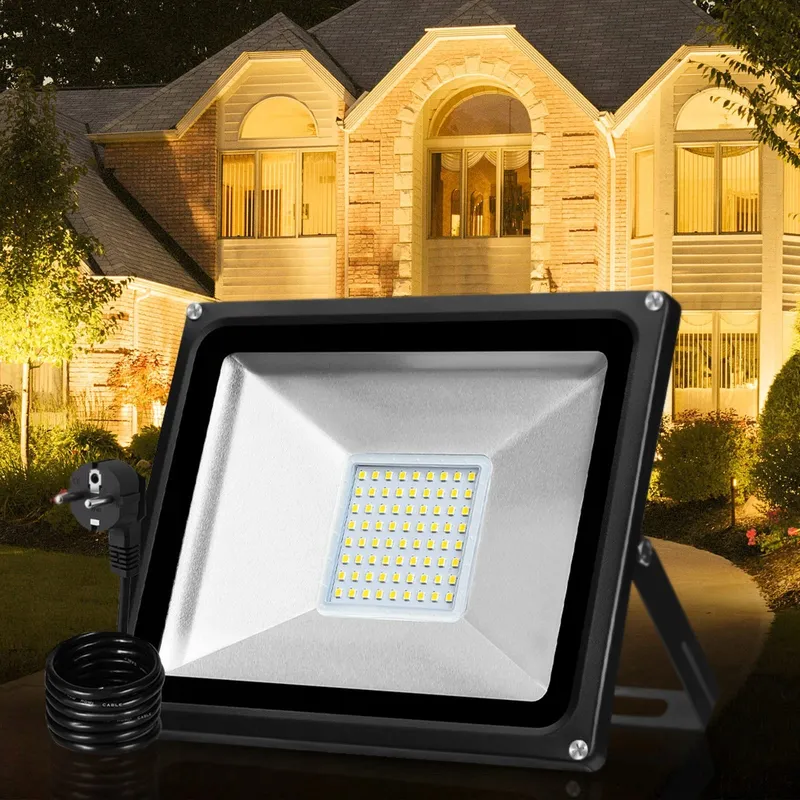 PAPASBOX LED Schijnwerper 50W IP65 Waterdicht Warmwit 3000K — foto 7
