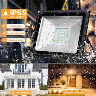 PAPASBOX LED Schijnwerper 50W IP65 Waterdicht Warmwit 3000K — miniatuur 3