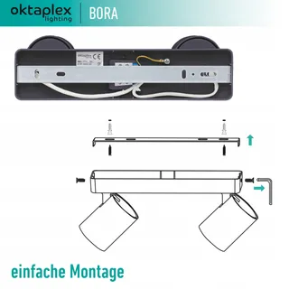 OKTAPLEX Bora Plafondlamp 2xGU10 LED 25cm 230V Zwart Draaibaar — miniatuur 5