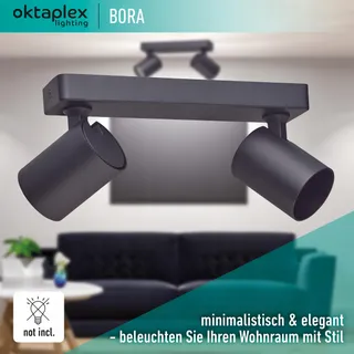OKTAPLEX Bora Plafondlamp 2xGU10 LED 25cm 230V Zwart Draaibaar — miniatuur 4