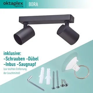 OKTAPLEX Bora Plafondlamp 2xGU10 LED 25cm 230V Zwart Draaibaar — miniatuur 7