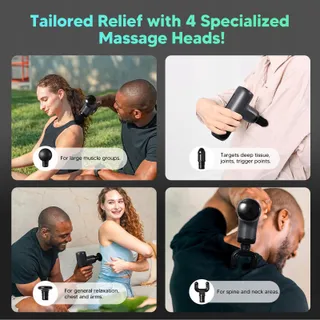 ARBOLEAF Mini Massagepistool 0,39kg 5 Snelheden 4 Koppen Stille Motor — miniatuur 5