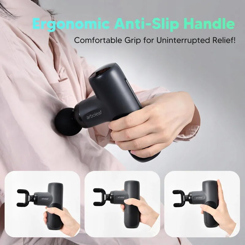 ARBOLEAF Mini Massagepistool 0,39kg 5 Snelheden 4 Koppen Stille Motor — foto 6