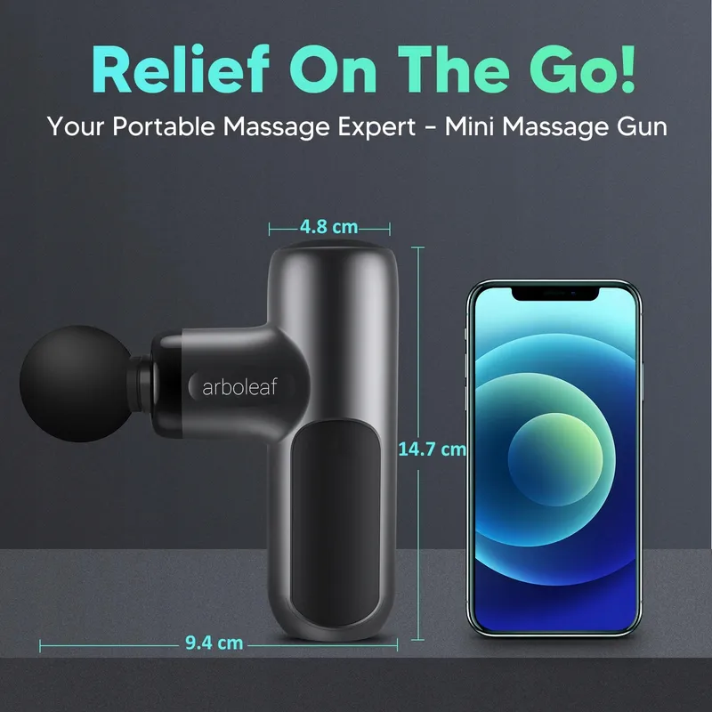 ARBOLEAF Mini Massagepistool 0,39kg 5 Snelheden 4 Koppen Stille Motor — foto 7