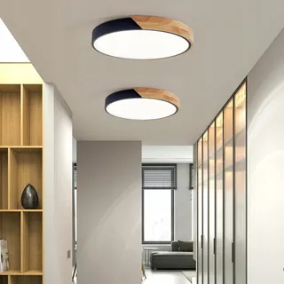 QAMRA LED Plafondlamp Zwart 40cm Hout 36W 4000K — miniatuur 7