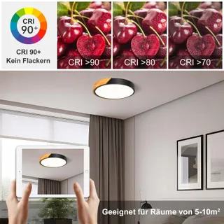 QAMRA LED Plafondlamp Zwart 40cm Hout 36W 4000K — miniatuur 6