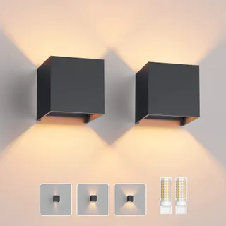 KLIGHTEN 2 Stuks LED Wandlamp G9 3000K Binnen Buiten Antraciet