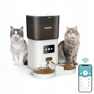 PWEZON Slimme WiFi Dubbele Voederautomaat 6L Katten Honden App Timer